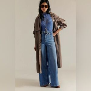 NEW NWT Free People Kellee High Rise Palazzo Jeans Plaza Blue 27 Wide Leg